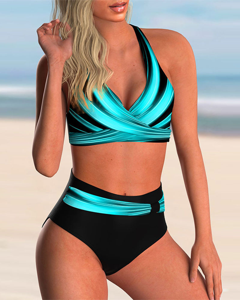 Liliana – Set Bikini con Collo a Incrocio e Stampa