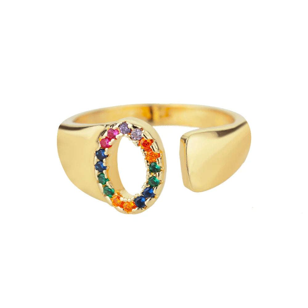 Anello regolabile con lettera personalizzata- Oro