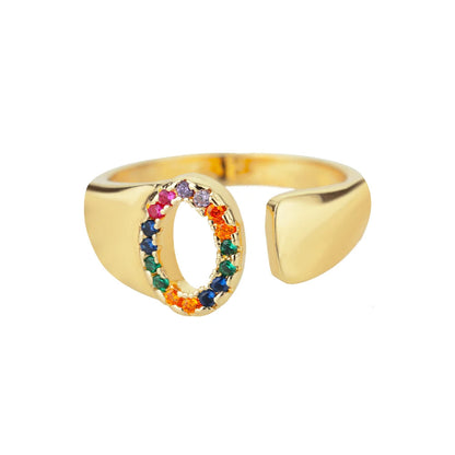 Anello regolabile con lettera personalizzata- Oro