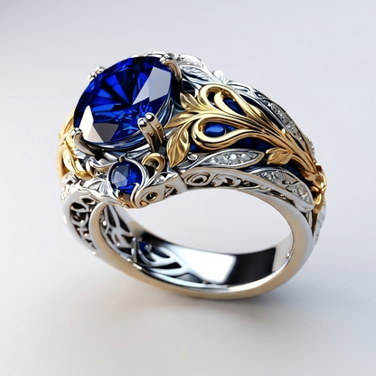 Anello Blu Royal e Oro