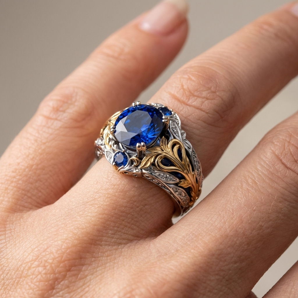 Anello Blu Royal e Oro