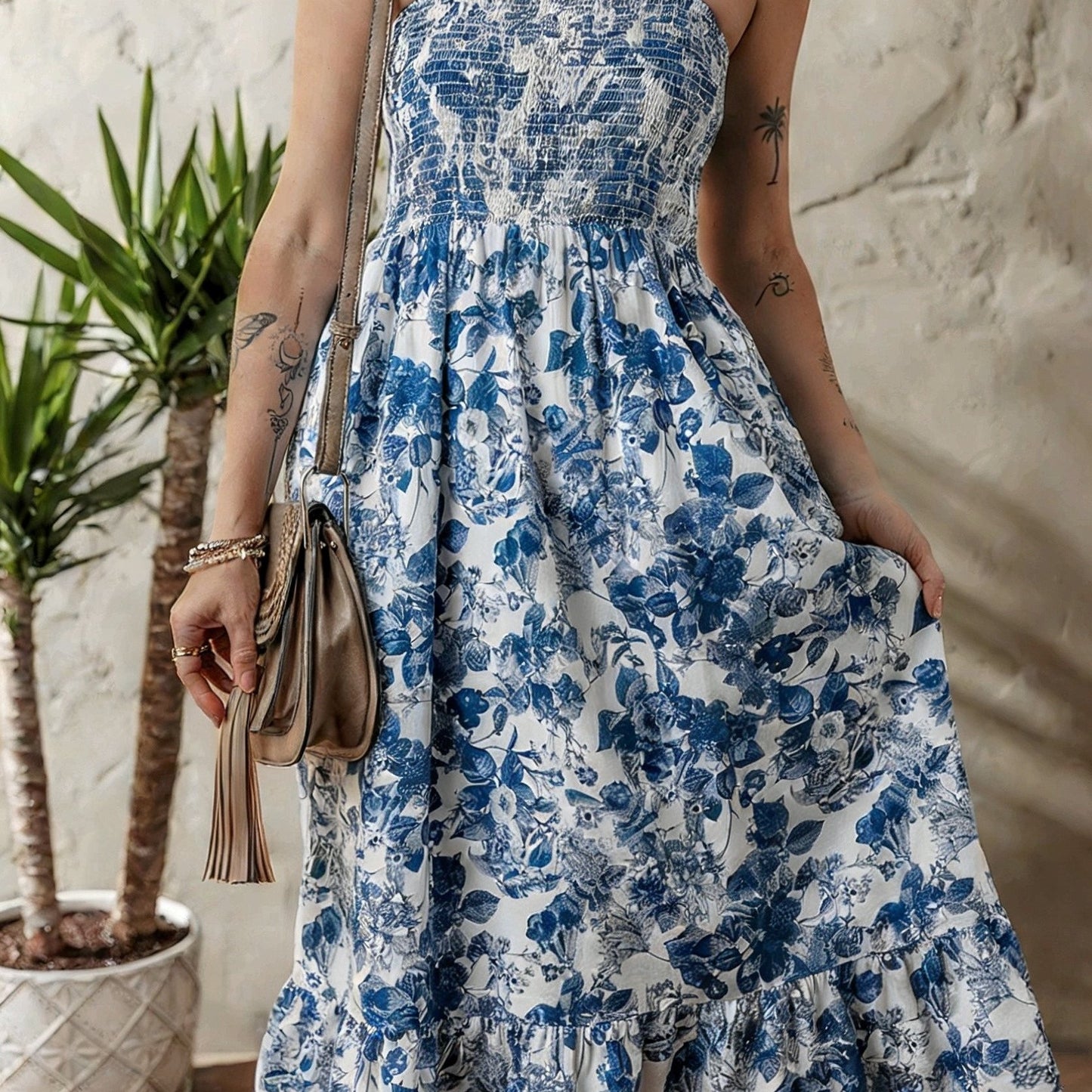Wild Blue Hydrangea Summer Dress