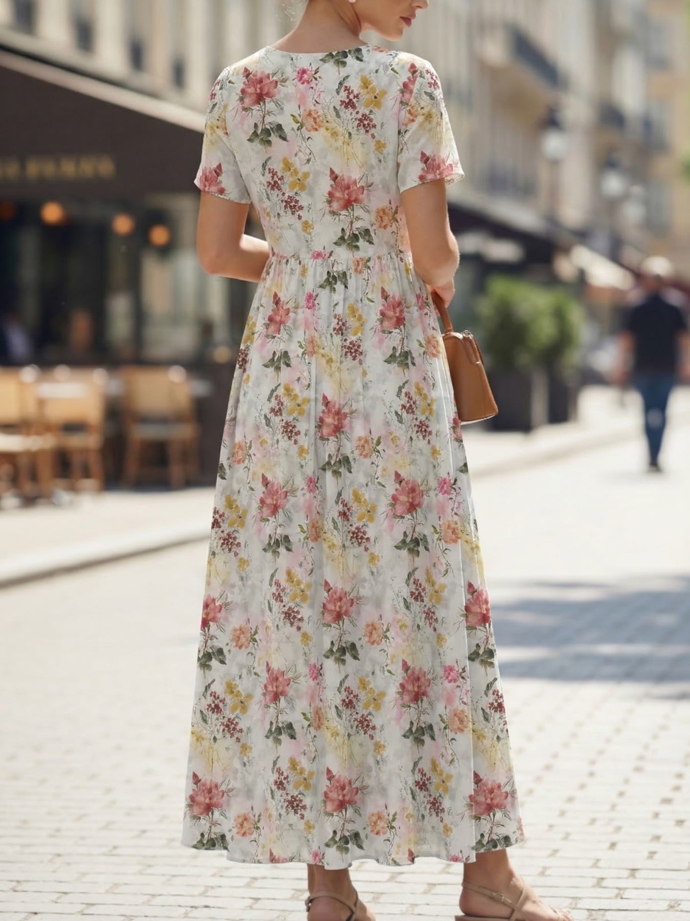 2026 Spring/Summer New Arrival - Short Sleeve Round Neck Floral Maxi Dress, Perfect for Both Office Commute And Leisure Vacation in Casual Loose Fitting Style