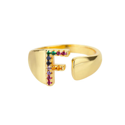 Anello regolabile con lettera personalizzata- Oro