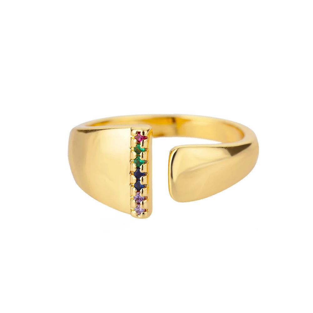 Anello regolabile con lettera personalizzata- Oro