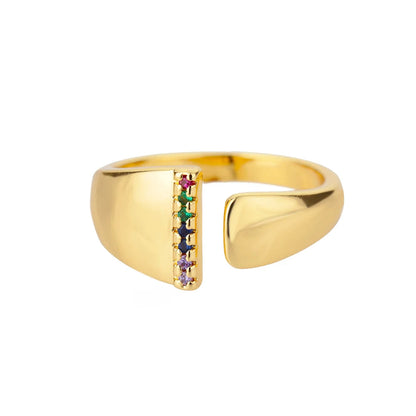 Anello regolabile con lettera personalizzata- Oro