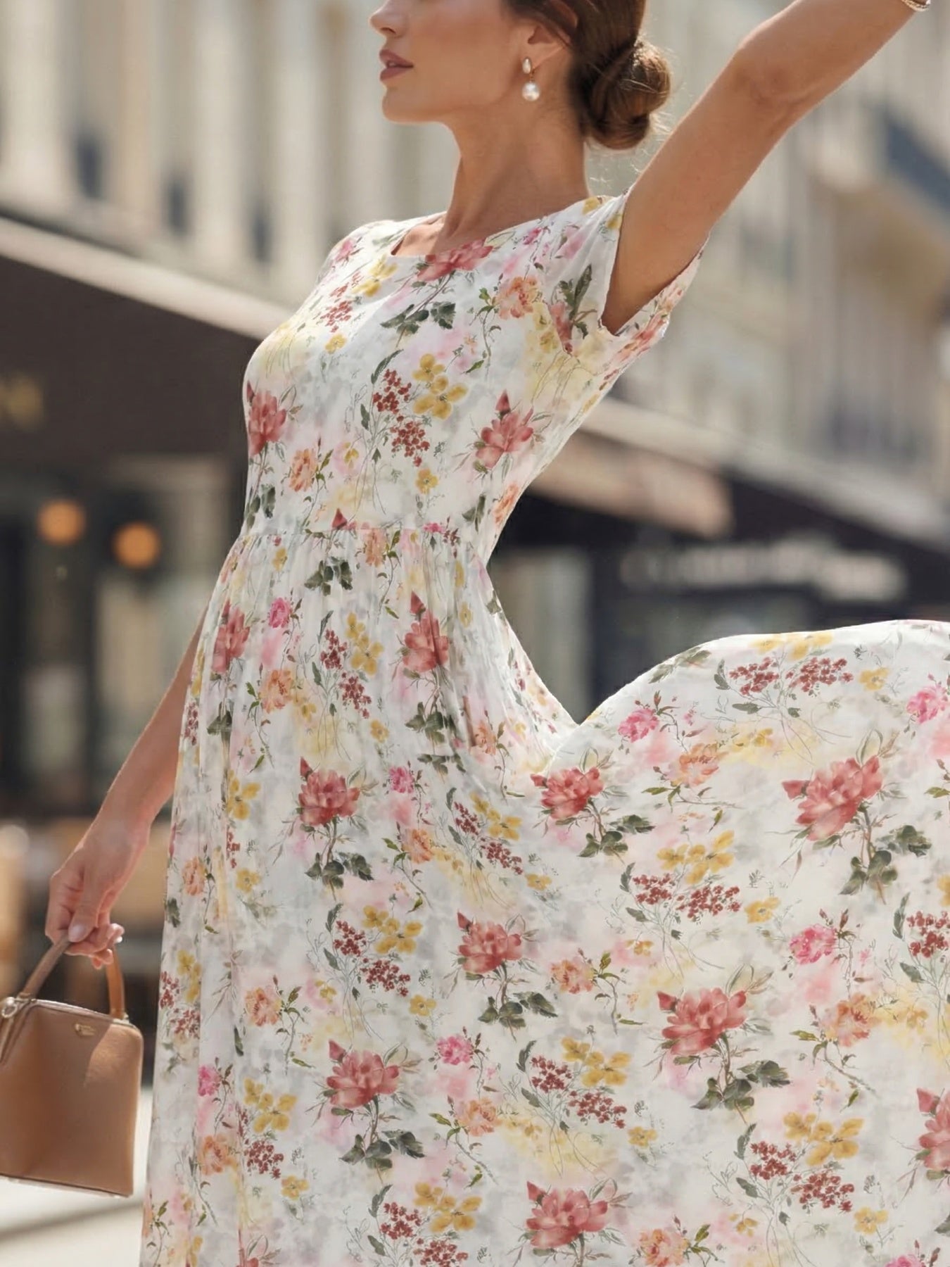 2026 Spring/Summer New Arrival - Short Sleeve Round Neck Floral Maxi Dress, Perfect for Both Office Commute And Leisure Vacation in Casual Loose Fitting Style