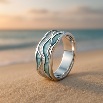 Anello in Argento con Onde Turchesi