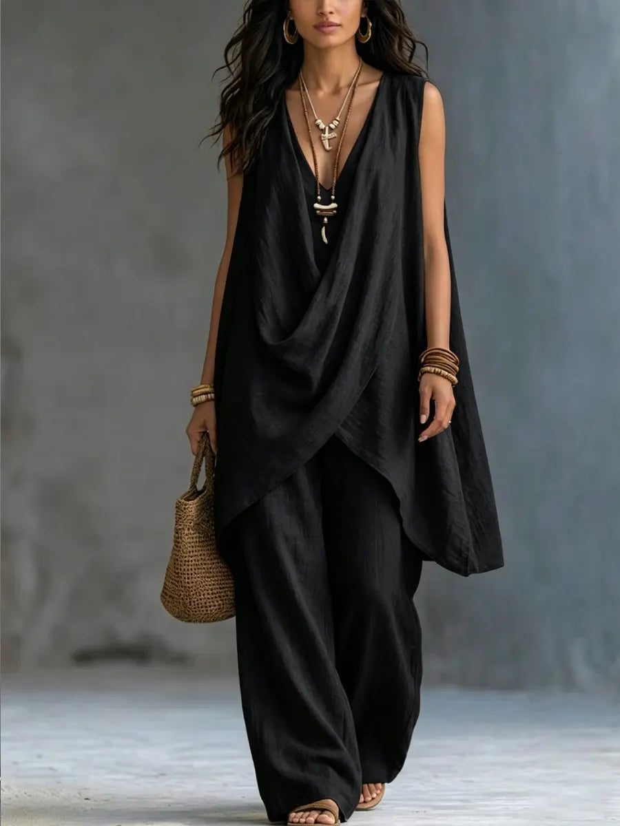 Nina | Completo Drappeggiato con Pantalone largo
