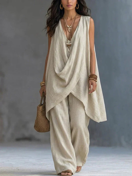 Nina | Completo Drappeggiato con Pantalone largo