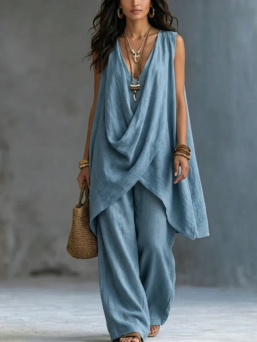 Nina | Completo Drappeggiato con Pantalone largo